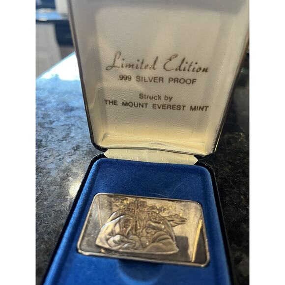 Vintage 1973 999 Silver Art Bar Nativity Scene Calvin Massey Mount Everest Mint - Picture 2 of 7